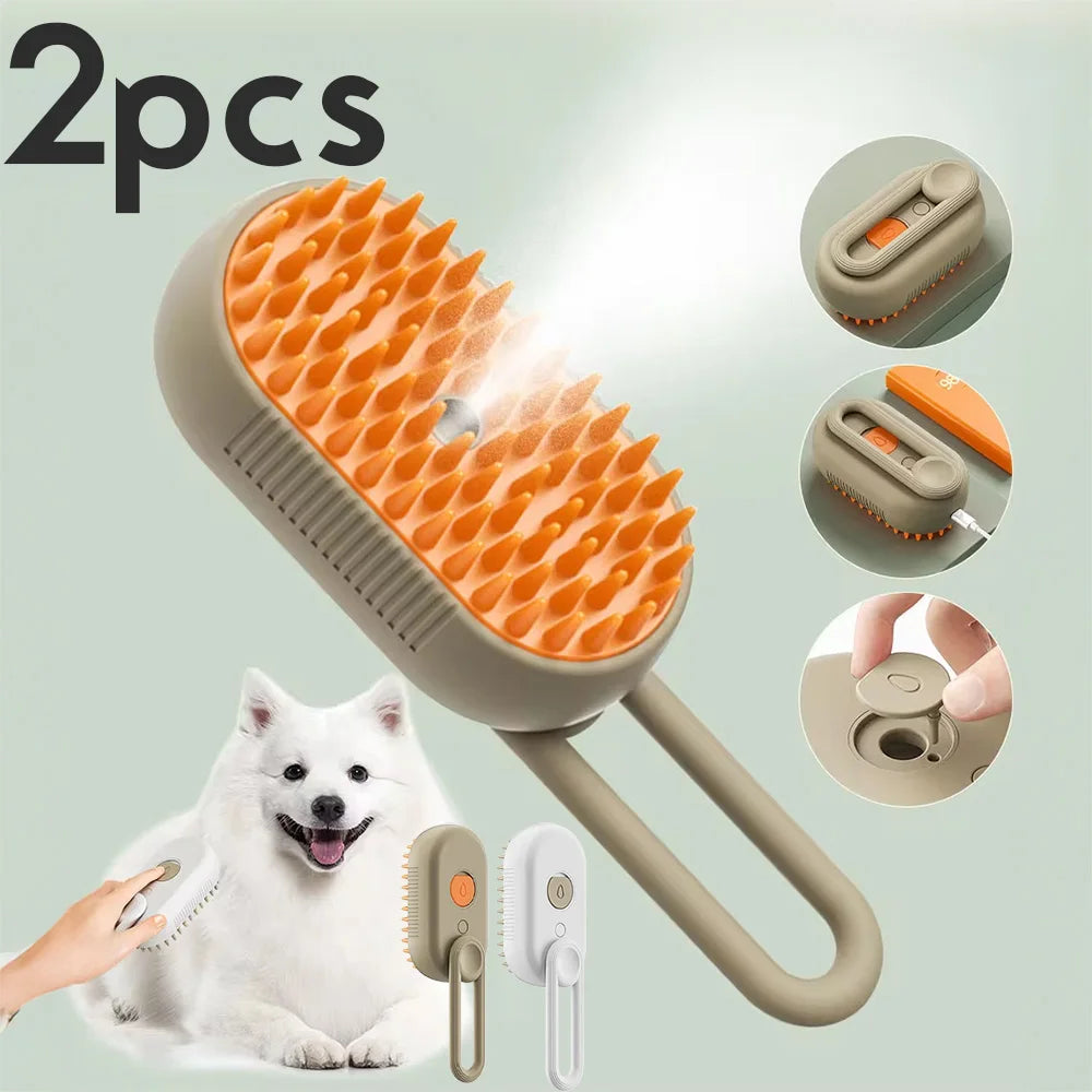 Transform Your Pet's Grooming Routine with the 3-In-1 Steam Pet Brush - Effortlessly Remove Loose Hair and Pamper Your Cats and Dogs!