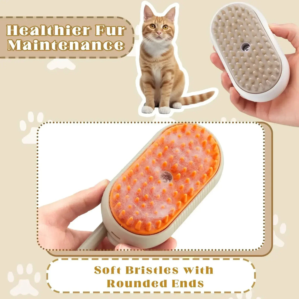 Transform Your Pet's Grooming Routine with the 3-In-1 Steam Pet Brush - Effortlessly Remove Loose Hair and Pamper Your Cats and Dogs!